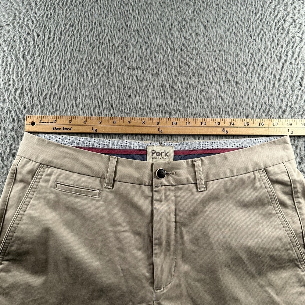 Perk Chino Pants Mens 36x30 Slim Fit Stretch Khaki Beige Flat Front Casual - Picture 5 of 12